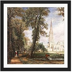 John Constable Salisbury Cathedral from The Bishops Garden Square Wooden Framed Wall Art Print Picture 16X16 Inch Catedral Desde Jardín Madera Pared Imagen