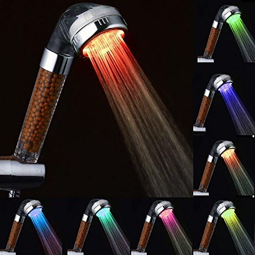 7 Color-Changing LED Handheld Ionic Shower Head Chlorine Magic Shower Filter Bathroom Accessories with Temperature Senstive for Dry Skin (Corlorful)