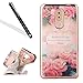 Produktbild Huawei Honor 6X Silikon Handy Hülle,Leeook Elegant Retro Luxus Schön Floral Rosa Rose Blumen Crystal Soft Clear Case Electroplate Plating Gold Frame Scratch-Resistant Bumper Soft Rückseite Cover Tasche Ultradünne Galvanisiergeräte Weicher Gel TPU Tasche Schutzhülle Hülle Tasche für Huawei Honor 6X + 1 x Schwarz Eingabestift-Pink Rose FLowers