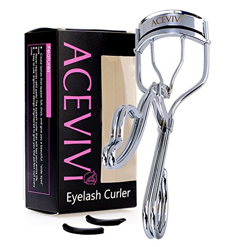ACEVIVI Natural Looking False Eyelashes Curler Eyelash Curler Beauty Tools to Make you a Fabulous and Seductive Eye---FREE Silicone Rubber Refill Replacement Pads