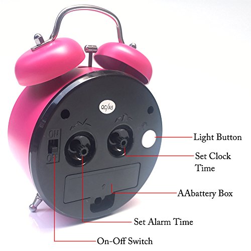 cooja Twin Bell geräuschlos Quarz Analog Nachttisch Lovely Wecker, Schwarz - 4
