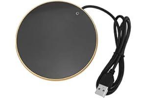LYRLODY Calentador de Tazas Portátil Calentador de Bebidas Inteligente a Temperatura Constante con Interruptor Táctil Inteligente Calentador de Tazas USB para Tazas y Vasos con Fondo Plano Ø10,3 Cm (Oro)
