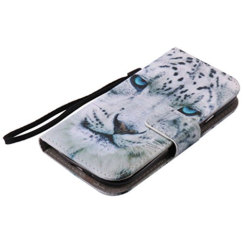 Feeltech Samsung Galaxy S3/9300 Hülle PU-Leder und Brieftasche Bunte Muster Fall mit Magnetverschluss, Hybrid-Kickstand mit Stand-Funktion, schlagen Sie schützende weiche TPU Stoßstangenabdeckung und Kreditkartenhalter für Samsung Galaxy S3/9300 Handgelenk Bügel-Buch-Art-Geldbeutel-Tasche mit 2 In 1 Berühren Sie Stift – White leopard - 6