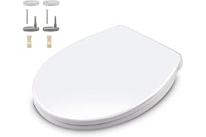 Himimi Uniwersalna pokrywa toalety, deska sedesowa, deska sedesowa w kształcie litery O, pokrywki na wodę wolno opadające, regulowane zawiasy, szybki demontaż, łatwe czyszczenie (440 x 375 x 54 mm)