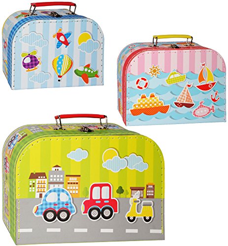 Preisvergleich Produktbild 1 Stück _ Kinderkoffer / Koffer - GROß - " Fahrzeuge - Flugzeug / Schiff / Auto " - ideal als Geldgeschenk und für Spielzeug - Mädchen & Jungen - Kinder & Erwachsene - Pappe Karton - Pappkoffer - Puppenkoffer - Köfferchen - Flugzeuge / Flug - Ausflug - Motivkoffer - Spielekoffer - Reisekoffer / Geschenkekoffer - Malkoffer - Geburtstag / Hochzeit - Urlauber - Spielekoffer - Spielzeugkoffer - Malkoffer
