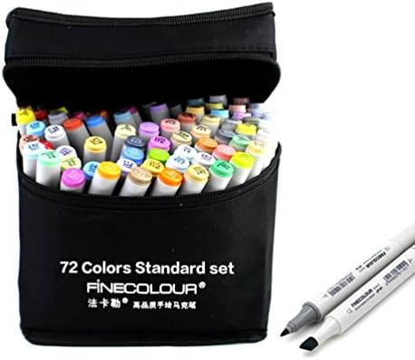 FINECOLOUR 72 Colors set Double Headed Sketch Marker Alcohol Based Painting Drawing Art Marker Pen (72 Standard)