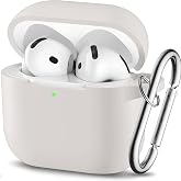 Babilden Airpods 4.Nesil 2024 Darbelere Dayanıklı Parmak İzi Karşıtı MagSafe Şarj ile Uyumlu Silikon Kılıf (Beyaz, Airpods 4.