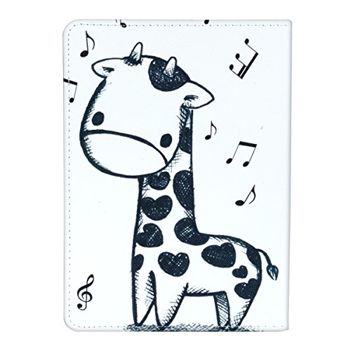 kwmobile Hülle für Tolino Vision 1 / 2 / 3 / 4 HD – Flipcover Case eReader Schutzhülle – Bookstyle Klapphülle Giraffe Comic Design Schwarz Weiß - 3