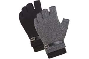 INTVN Guantes de invierno sin dedos 2 Pares Guantes sin dedos hombre Unisex Hombre Mujer(Negro y gris)