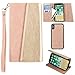 Produktbild CellularOutfitter Apple iPhone X Ultrasuede Block Flap Wallet Case - Metallic Design w/ Detachable Matching Case and Wristlet - Dusty Pink/Gold