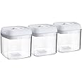 Argon Table Food Storage Containers with Airtight Flip Lock Lids - 500ml - White - 3 Pack - Plastic Kitchen Storage Tupperware Pantry Food Organiser for Cereal, Oats, Sugar, Coffee, Biscuits, Tea