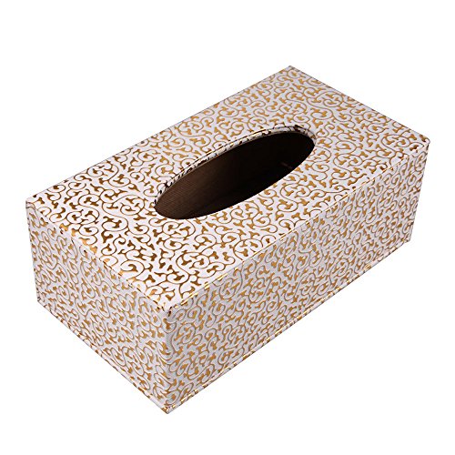 SOEKAVIA PU Leder Kleenex boxen Tissue Box Taschentücher boxen Kosmetikbox für Haus und Auto(Groß)-Gold - 3