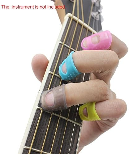 DeKaWei 5Pcs/Set Guitar Fingertip Protectors Silicone Finger Guards for Guitar Ukulele Bass Random Color，M Size