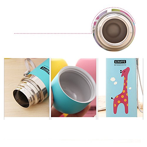 Thermoflasche 500ML Edelstahl-Thermosflasche Kinder Thermoskanne mit Becher Isolierflasche Vakuumflasche mit Reh Muster – rosa - 4