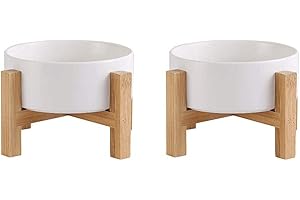 HCHLQLZ Gamelle Chat Gamelle Chien Gamelle Chat surélevée avec Support - Bol Chat pour Chaton et Chiot - Double Bols en Ceramique Anti Vomissement et Facile à Nettoyer