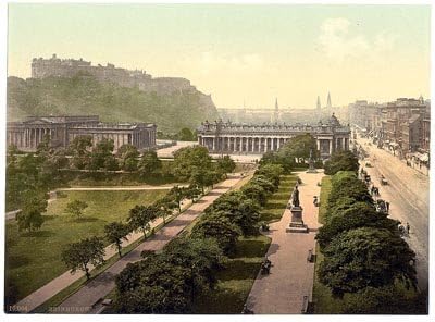 Princess Street Edinburgh 3 Photochrom - Small Metal Sign 20 x 15cms