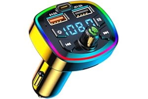 SUPECESORIO Bluetooth Voiture Transmetteur FM, Adaptateur Radio Lecteur de MP3, Allume Cigare Charge Rapide, Musique Accessoire Voiture, Kit Emetteur 4.8A USB, Appels Mains Libres, Support USB/Carte TF