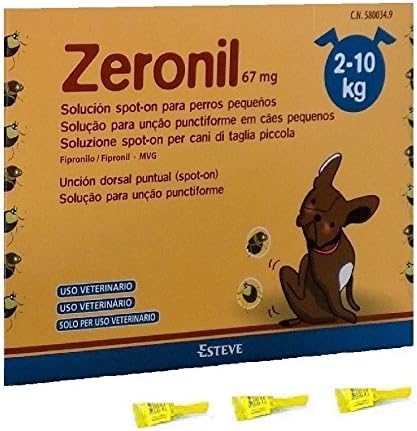 Zeronil 67mg Spot On Anti-Flea and Tick Pipettes for 2-10 kg Dogs - Pack of 3