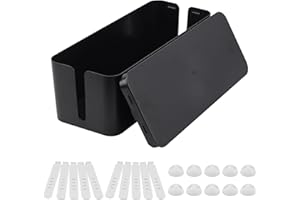 AWBEOT Scatola Cavi, Scatola di Gestione dei Cavi, Scatola Portacavi, Scatola Nascondi Cavo, Organizzatore Raccogli Cavo, Materiale PP Isolante (Nera, Grande)