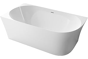 BERNSTEIN - Baignoire d'angle semi-îlot acrylique salle de bain montage à gauche - Garantie 5 ans - Blanc brillant - 170x78x60cm - NOVA SLIM LINE