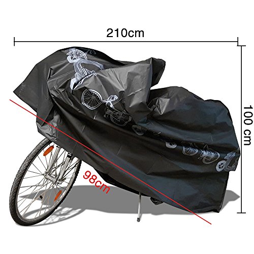 Fahrradschutz NAKEEY Fahrradabdeckung Wasserdicht Schwarz-Wasserdichte Schutzhülle Fahrradschutzhülle für Fahrräder 210x 100 cm passend für die Fahrradgarage Fahrradschutzhülle - 3