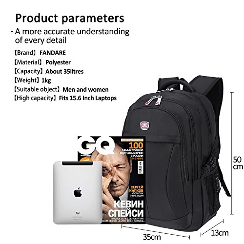 FANDARE Stylische Rucksack Daypack 15 6 Zoll Laptoprucks  cke Wanderrucks  cke Fahrradrucks  cke Schulrucksack Notebook Arbeit Reisen Studenten Herren