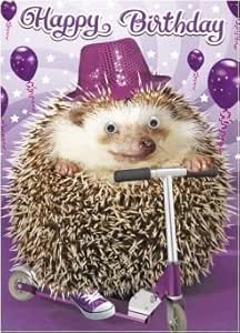 Carte D Anniversaire Pour Femme Happy Birthday En Forme De Herisson Motif Animal Goggly Yeux Mobiles 3d Amazon Fr Fournitures De Bureau