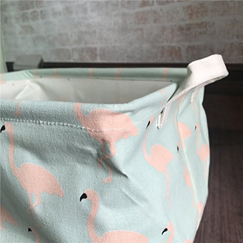 Inwagui Faltbaren Aufbewahrungskorb Wäschekorb Kinder aufbewahrung Spielzeug Warenkorb Kleidung Halter mit Deckel 39* 25* 22cm-Flamingo B - 4