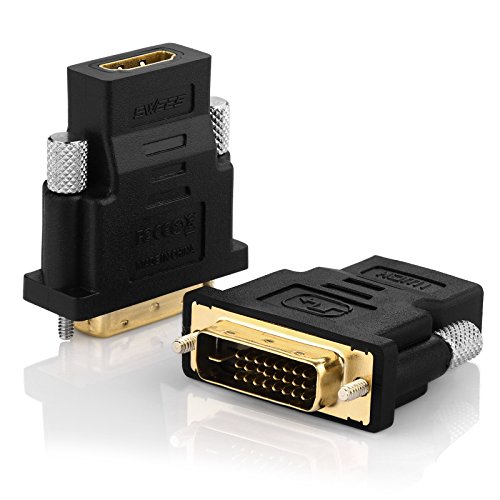 DVI auf HDMI, Swees 2-Stück Vergoldet DVI-D zu HDMI Male zu Female Kabel HDTV Adapter Konverter | DVI-D Stecker (24+1) auf HDMI-Buchse | Full HD-fähig | Vergoldete Kontakte | Geeignet für PC, Notebook, PS4, Xbox One, TV, Beamer uvm.