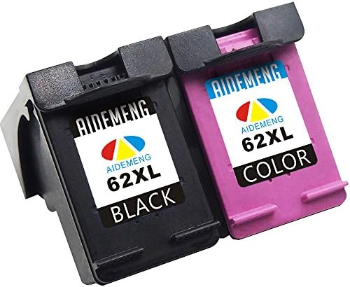 AideMeng 2 Pack Remanufactured Replacement for HP 62XL 62 Ink Cartridges (1 Black, 1 Tri-colour)Compatible for HP ENVY 5540 5541 5542 5543 5544 5545 5546 5547 5548 5544 5545 5549 5640 5642 5643 5644 5646 5660 5661 5663 5664 5665 7640 7644 7645 8000 8005 OfficeJet 200 200c 250 250c 5740 5741 5742 5743 5744 5745 5746 8040 8045 Printers