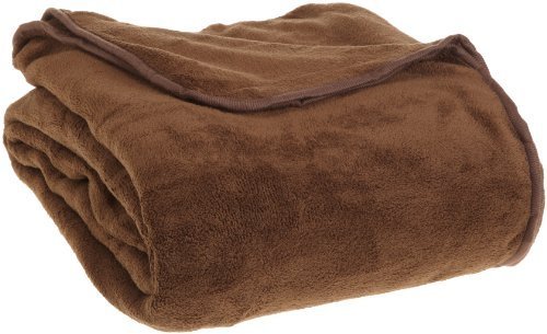 All Seasons Collection Micro Fleece Plush Solid F/Q Blanket, Chocolate by Elite Home