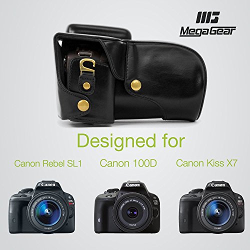 MegaGear Protection Noir Toujours pr  t  Camera Case en Cuir  Sac pour Canon EOS Rebel SL1 avec 18-55mm EF-S is STM  Canon EOS 100D  Baiser X7