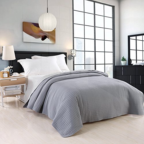 WOLTU Bedspread Quilted Bed Throw Comforter Lightweight Coverlet Check Pattern, Grey-Light Grey, 240 WOLTU Bedspread Quilted Bed Throw Comforter Lightweight Coverlet Check Pattern, Grey-Light Grey, 240