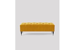 AZ Interiors Royal Furniture Chesterfield Ottoman Storage Box Bench – Upholstered Velvet End of Bed Bench, Footstool Coffee Table, Large Blanket Box & Window Seat