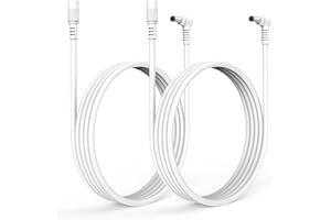 Cable de Extensión de CC Tonton de 4 Metros, Adaptador de Alimentación de 5,5 mm x 2,1 mm, Cable en L de 90 Grados para Cámaras de Vigilancia, DVR, NVR, Tiras LED en Blanco. 4 Metros