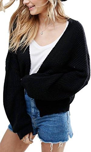 ASOS Women's Ex Black Fluffy Rib Open Front Cardigan RRP £30 Sizes 4-18 (10)
