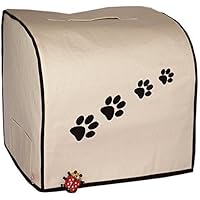 Abdeckhaube, Thermomix® TM 5, Mod. Pfoetchen, seitliche Rautensteppung, Stickerei, Beige mit braun,,Schutzhaube, Handmade,