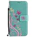 Produktbild Lonchee Samsung Galaxy S7 edge Wallet Tasche Brieftasche Schutzhülle , Gemalt Schmetterling Muster Design Schutzhülle / Cover / Handyhülle / Etui Folio PU Leder Tasche Case Hülle im Bookstyle mit Standfunktion Kredit Kartenfächer und abnehmbare Handschlaufe (Minzgrün)