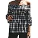 Produktbild Hanomes Damen pullover, Frauen Lattice Casual Top Fashion T Shirt Damen Schulterfrei Langarm Bluse