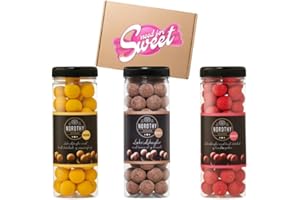 NOHAWA Nordthy 3x300g Lakritzkugel Geschenkset - Gourmet Lakritz mit Passionfrucht, Himbeere und Salzkaramel Geschmack