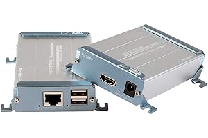 Mirabox KVM 80M HDMI Extender with USB over CAT5/CAT5e/CAT6/CAT6e Lossless LAN Cable, No Delay DVD, Home Cinema Support for Keyboard and Mouse