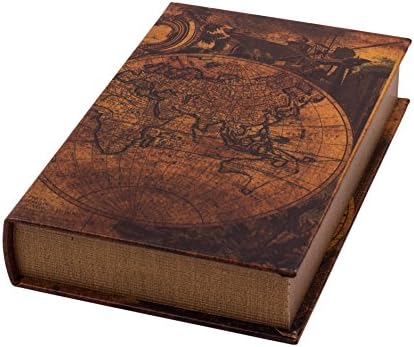 'World Antique Book Book Box PU Soft Leather Pull Flip Tab Case Cover 33x22x6,5 cm Treasure Chest Gift Box