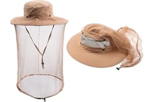ZffXH Chapeau Anti Moustique, Chapeau Moustiquaire, Chapeau Apiculteur, Chapeau De Soleil D'été en Maille Safari pour Le Camping Et La Pêche avec Filet Et Voile pour Homme Et Femme