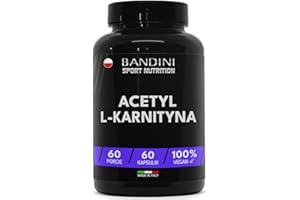 ‎BANDINI Bandini® Acetyl L-Karnityna 1000 mg – Wysoka Dawka (60 Kapsułek) Acetyl L-karnityna dla osób o wysokiej aktywności fizycznej. Produkt wegański, bez GMO, wspierający energię i regenerację.
