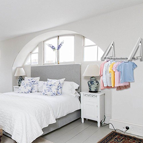 Klappbar Wand-Kleiderständer,Samione Kleiderhaken Garderobenhaken Kleiderlüfter Wandgarderobe Geeignet für Wohnzimmer, Bad, Schlafzimmer, Büro, Silber 40 x 33 x 30CM (2 pcs) - 6