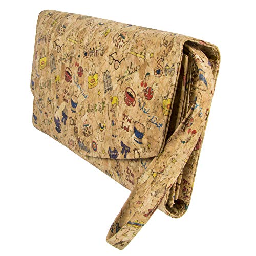 Preisvergleich Produktbild Vegan Collection Geldbörse Geldtasche Reisebrieftasche mit besonderes vielen Kreditkartenfächer für Damen aus Kork