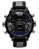 JSDDE hommes montre-Bracelet chronographe LCD Digital + Dual mouvement quartz Ca