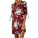 Produktbild Elegante Damen Blumendruck Bowknot Ärmeln Chiffon Cocktail Minikleid Casual Täglichen Party O-Ausschnitt Kleid Blusenkleid Kleider Elegant Kleider