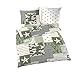 Produktbild CAMOUFLAGE Bettwäsche Set aus 100 % Baumwolle · Patchwork Sterne, Retro, Vintage & Camo Dessin · Amerika Style · Kissen mit Wende Motiv · 2 teilig · Kissenbezug 80x80 + Bettbezug 135x200 cm · made in Germany · olive, grün