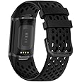 Vaporly UK Replacement Watch Strap for Fitbit Charge 5 or Charge 6 Band with Collapse Buckle Sports Mesh Breathable Silicone Wristband